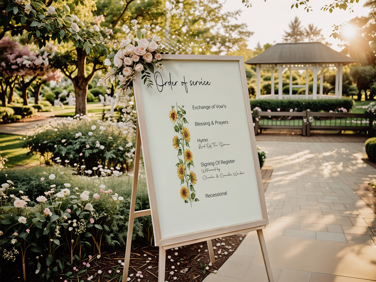 Sunflower Order Of Service Wedding Party Sign