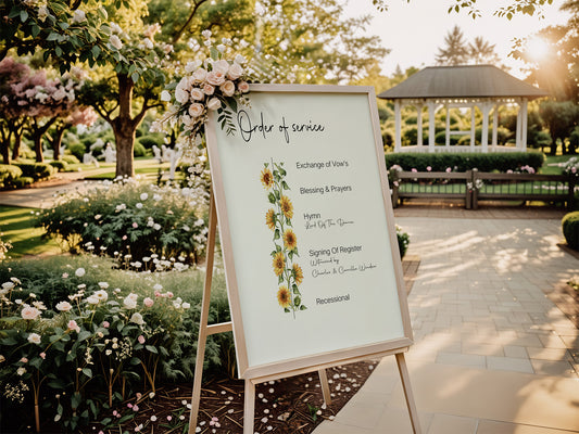 Sunflower Order Of Service Wedding Party Sign