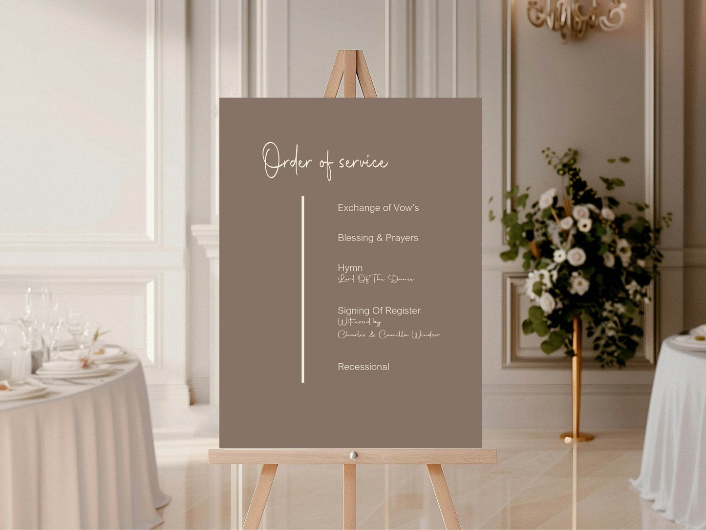 Earth Order Of Service Wedding Party Sign