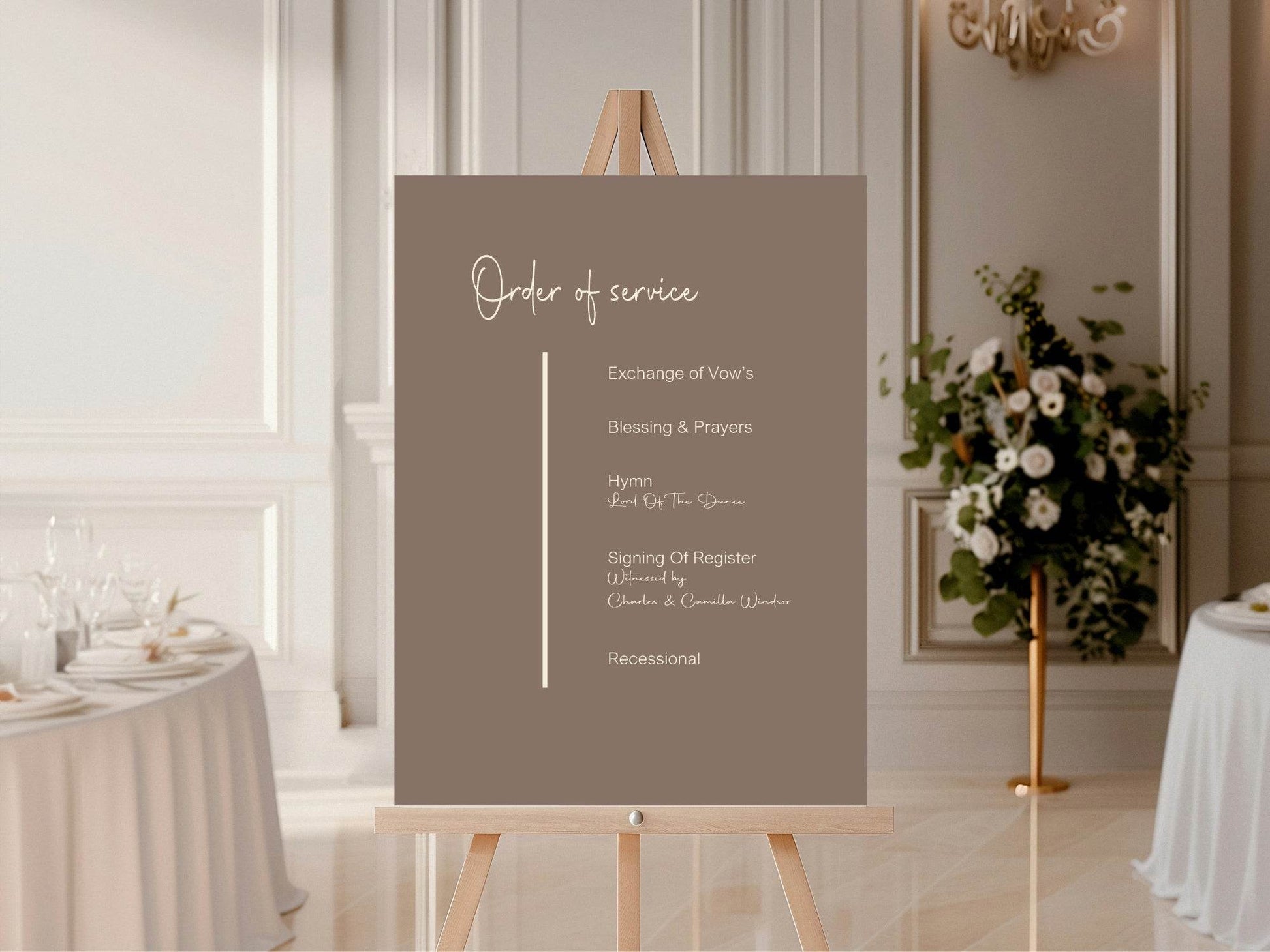 Earth Order Of Service Wedding Party Sign