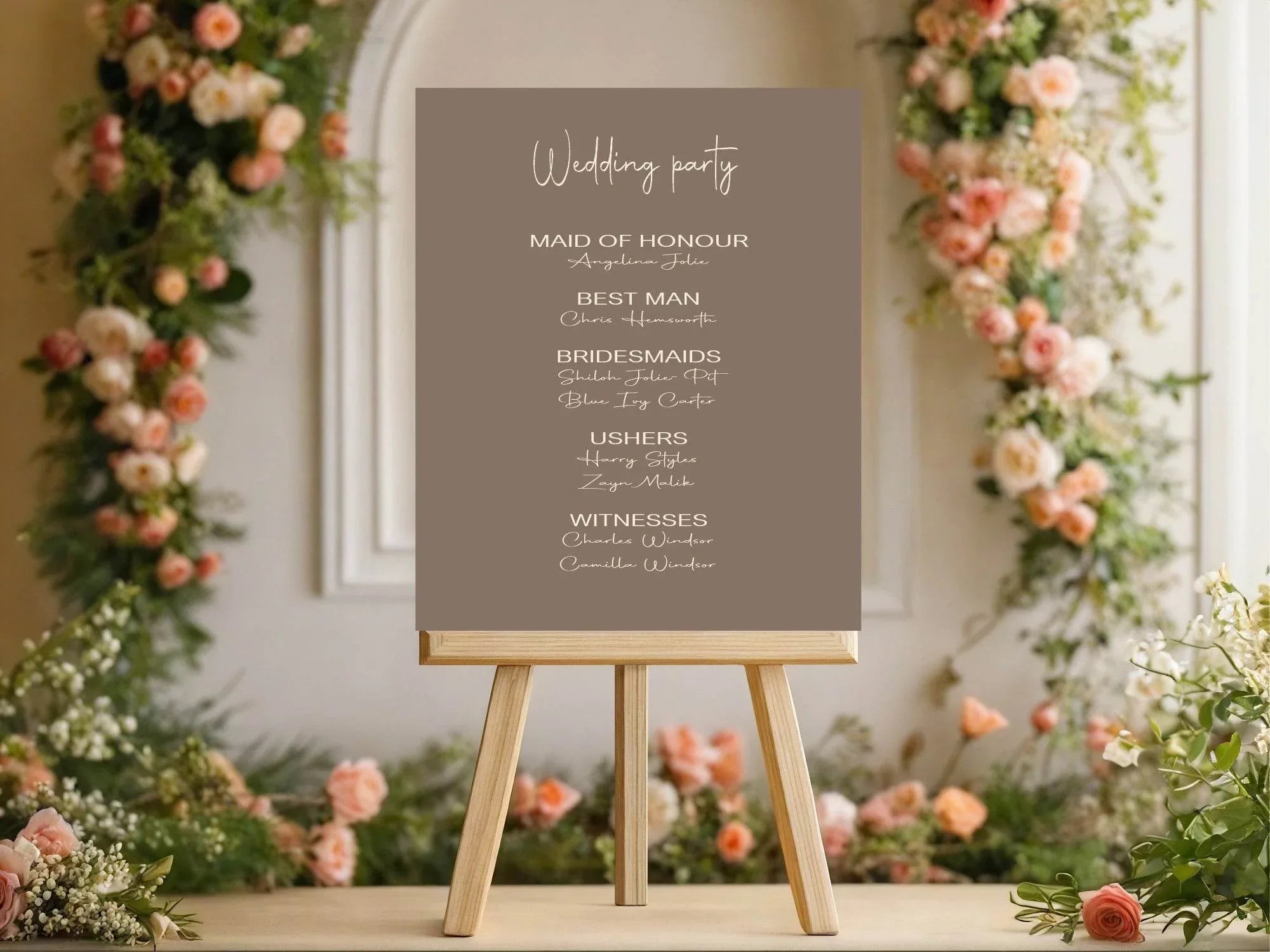 Earth Wedding Party Sign - List Special Roles - Larosier Prints