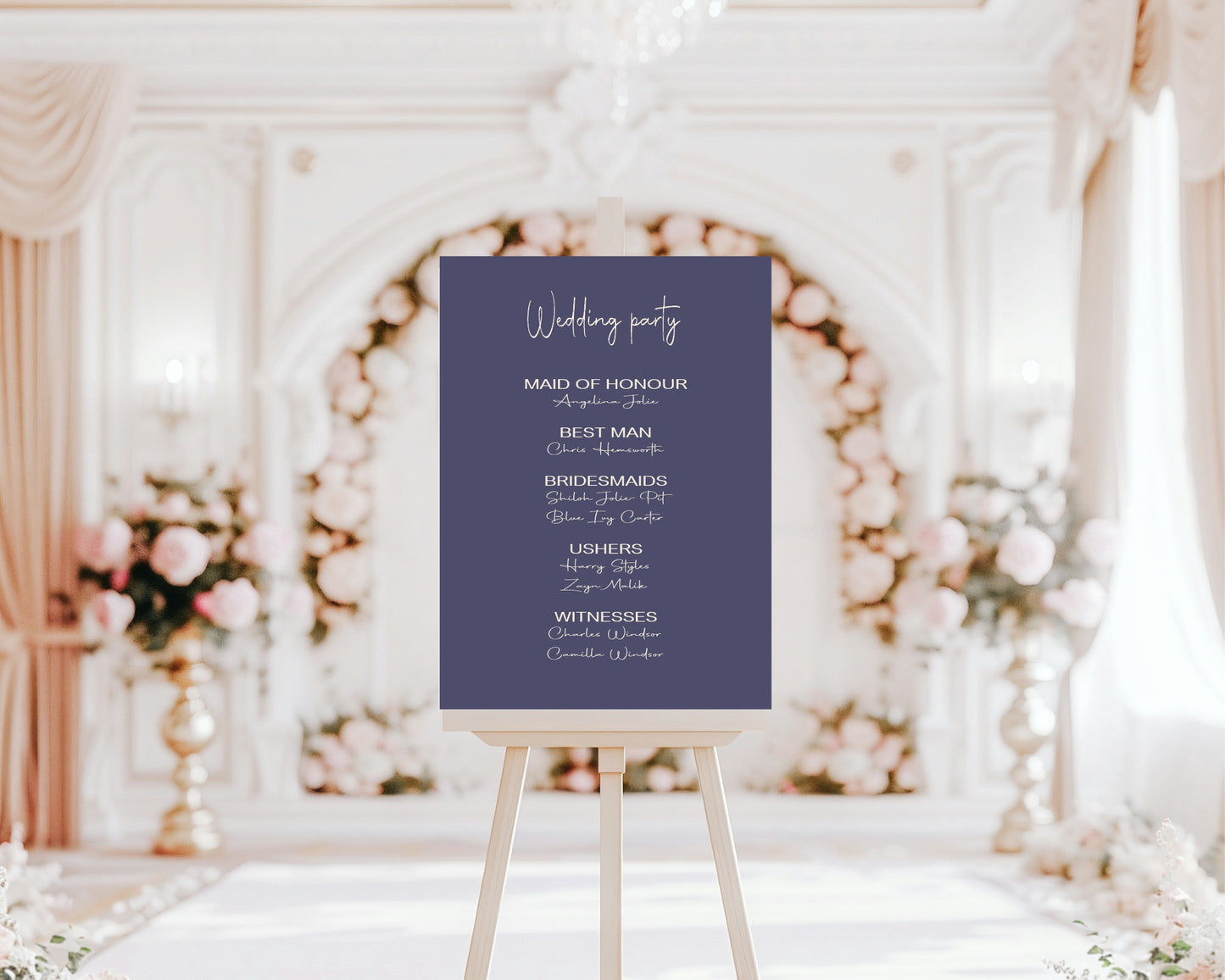Sapphire Wedding Party Sign - List Special Roles