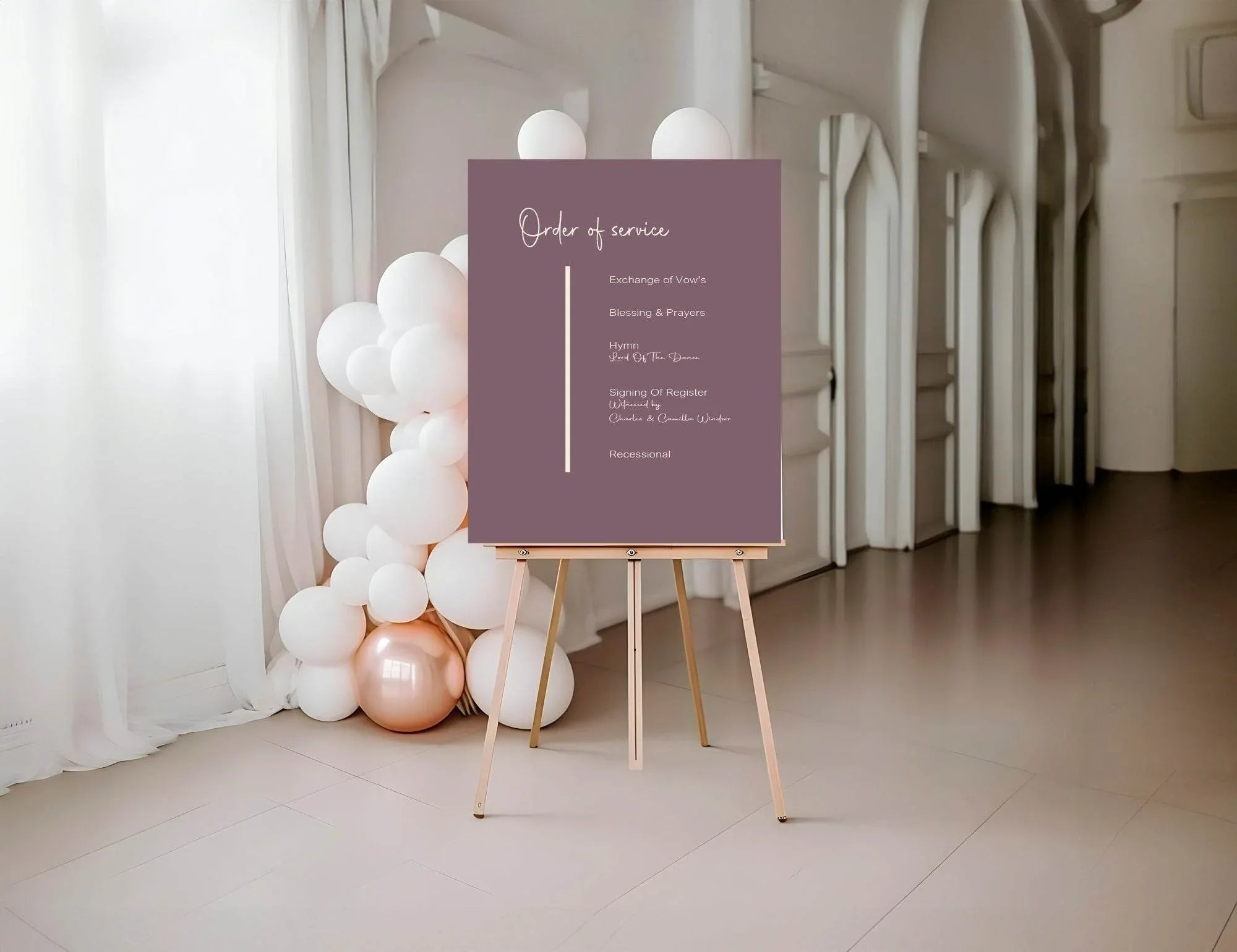 Heather Order Of Service Wedding Party Sign - Larosier Prints