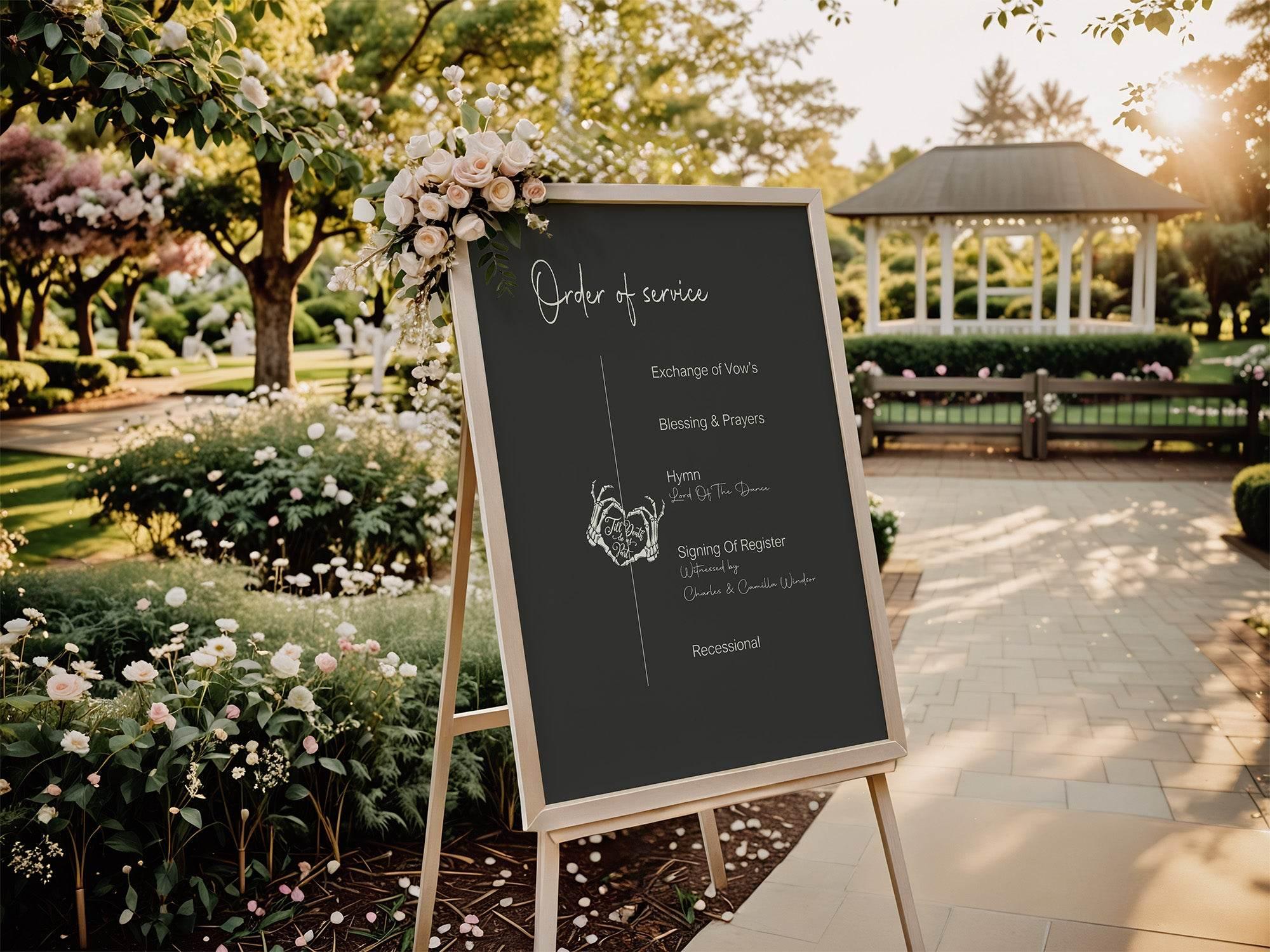 Gothic Order Of Service Wedding Party Sign - Larosier Prints