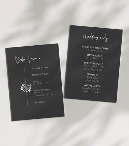 Gothic Order Of Service Wedding Party Sign