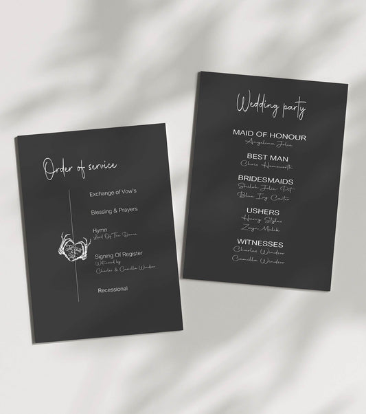 Gothic Order Of Service Wedding Party Sign