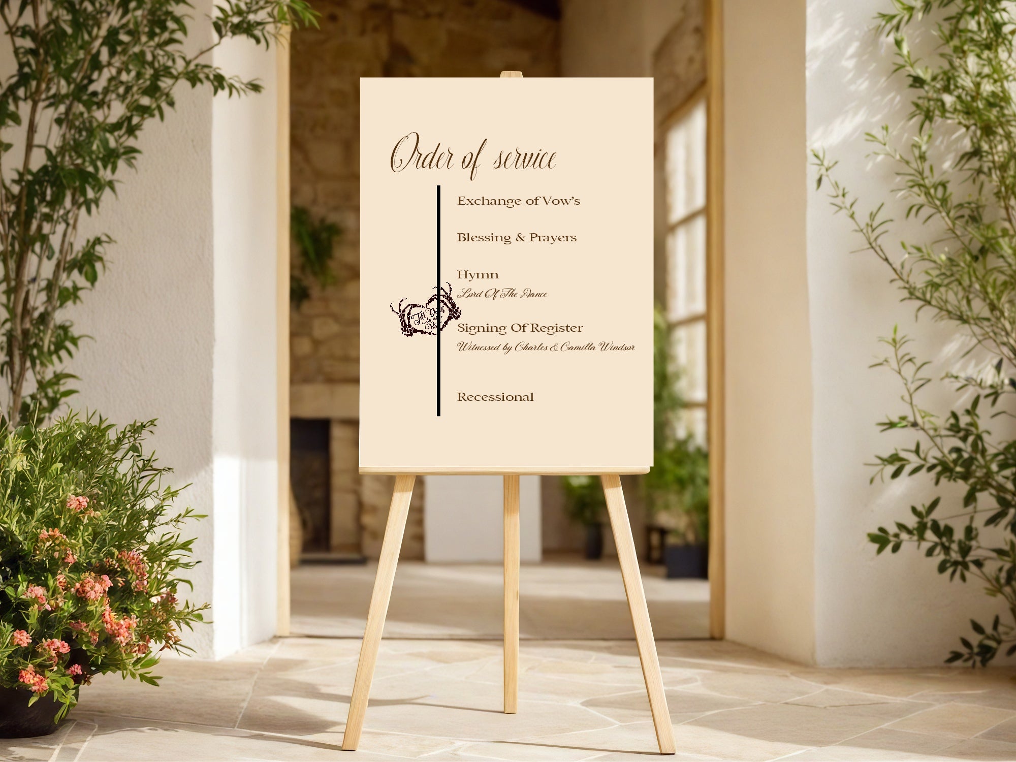 The Lovers Tarot Order of Service Sign | Beige, White or Charcoal