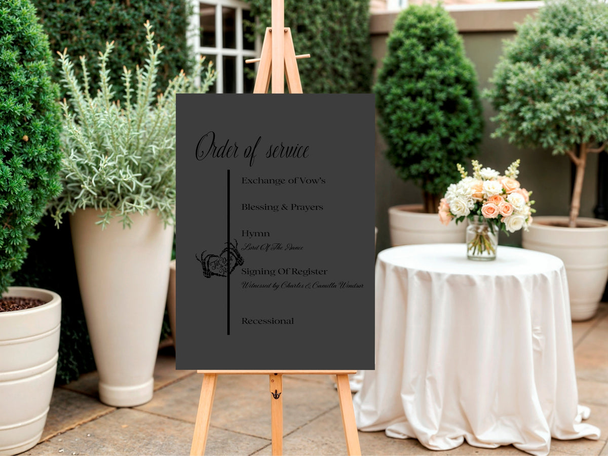 The Lovers Tarot Order of Service Sign | Beige, White or Charcoal