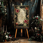 Gothic Floral Wedding Party Roles Sign