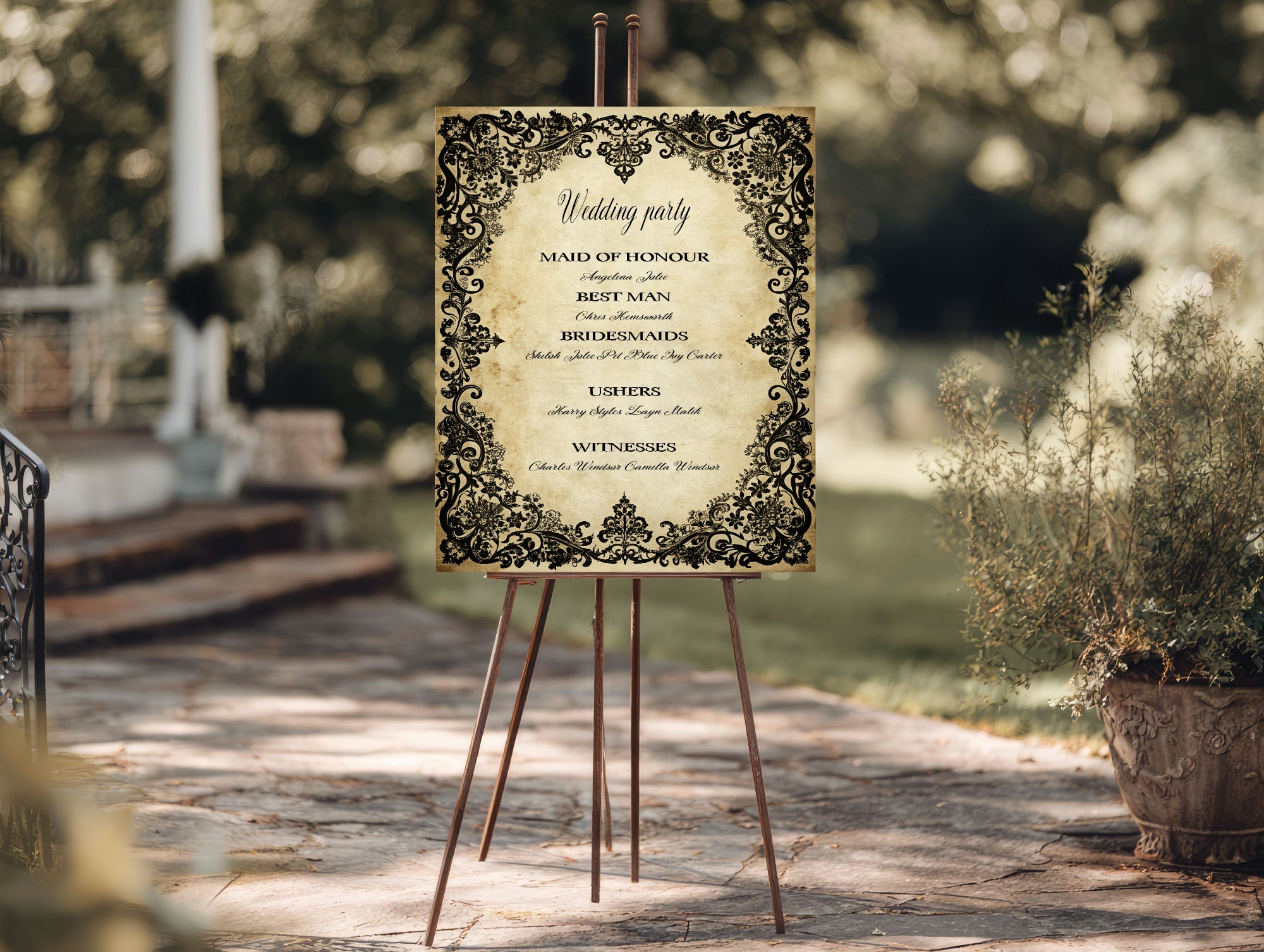 Black Lace Romantic Literature Wedding Pick A Seat Sign
