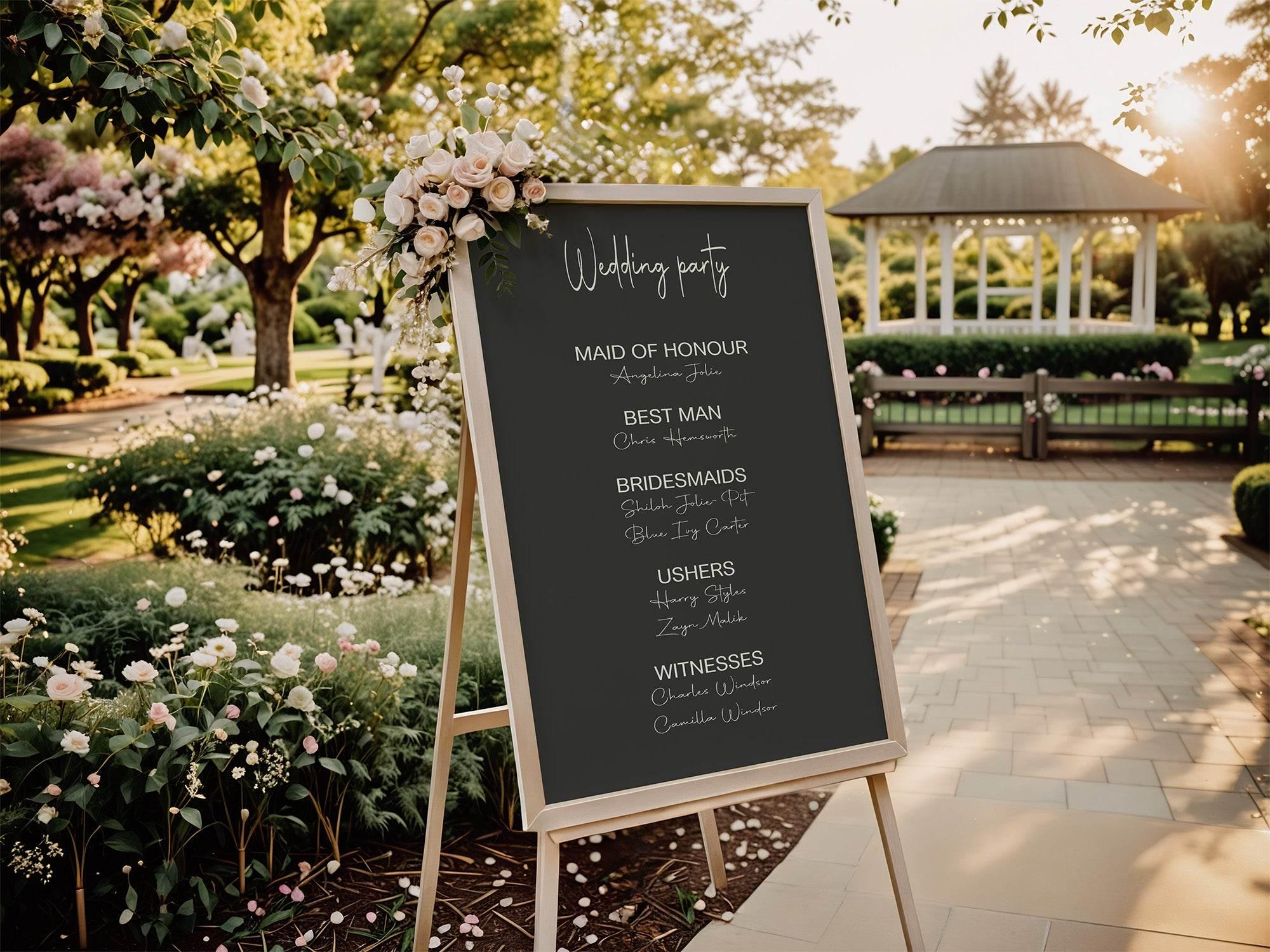 Gothic Wedding Party Sign - List Special Roles - Larosier Prints