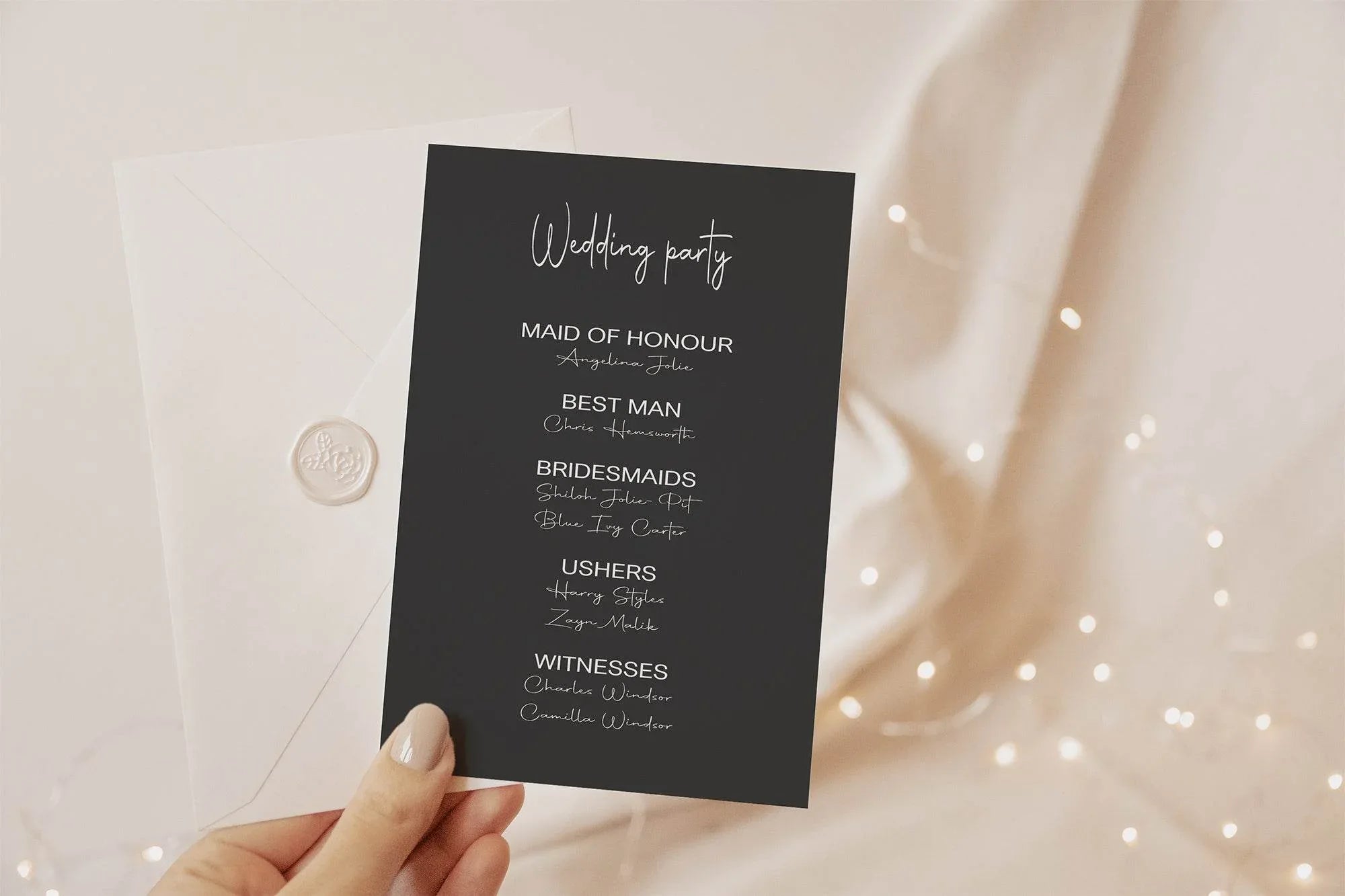 Gothic Wedding Party Sign - List Special Roles - Larosier Prints