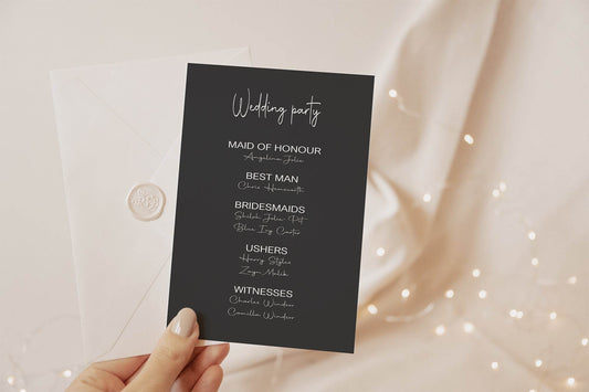 Gothic Wedding Party Sign - List Special Roles