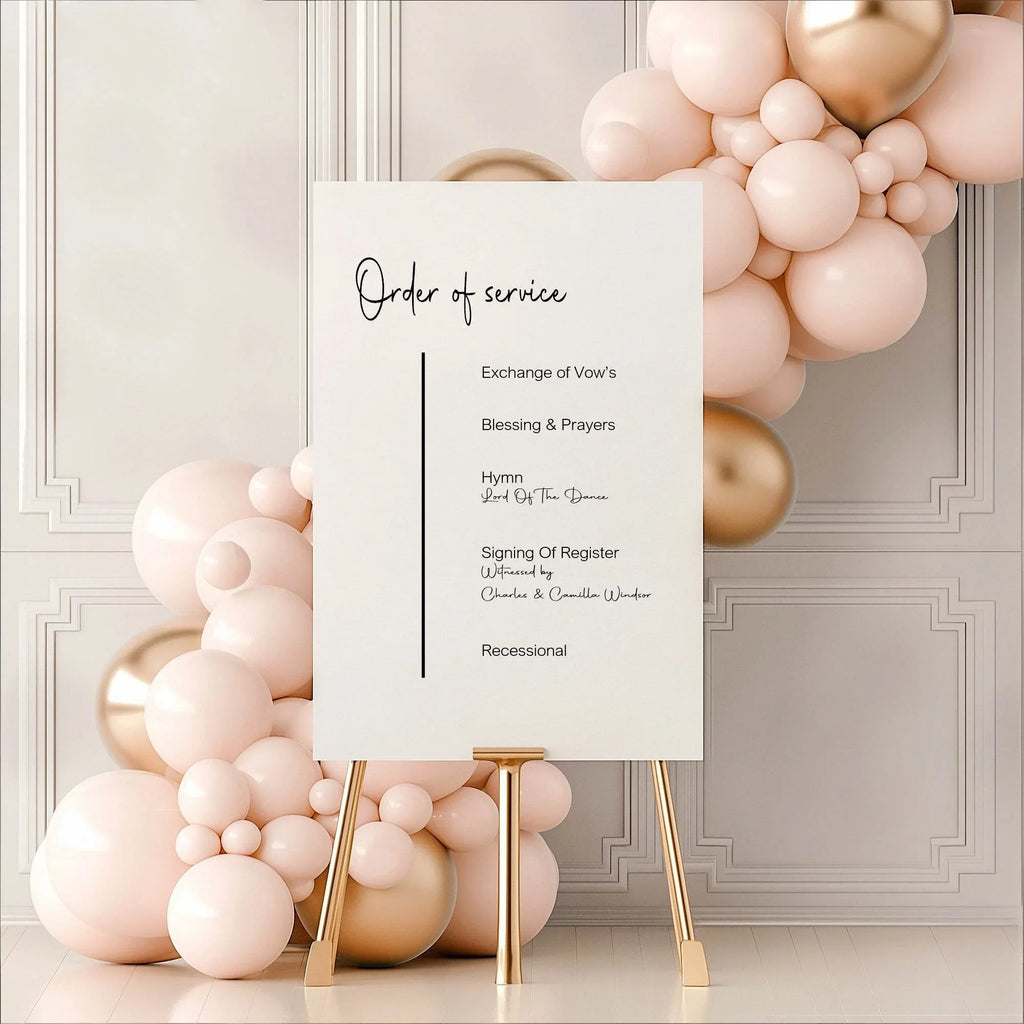 Minimalist Order Of Service Wedding Party Sign - Larosier Prints