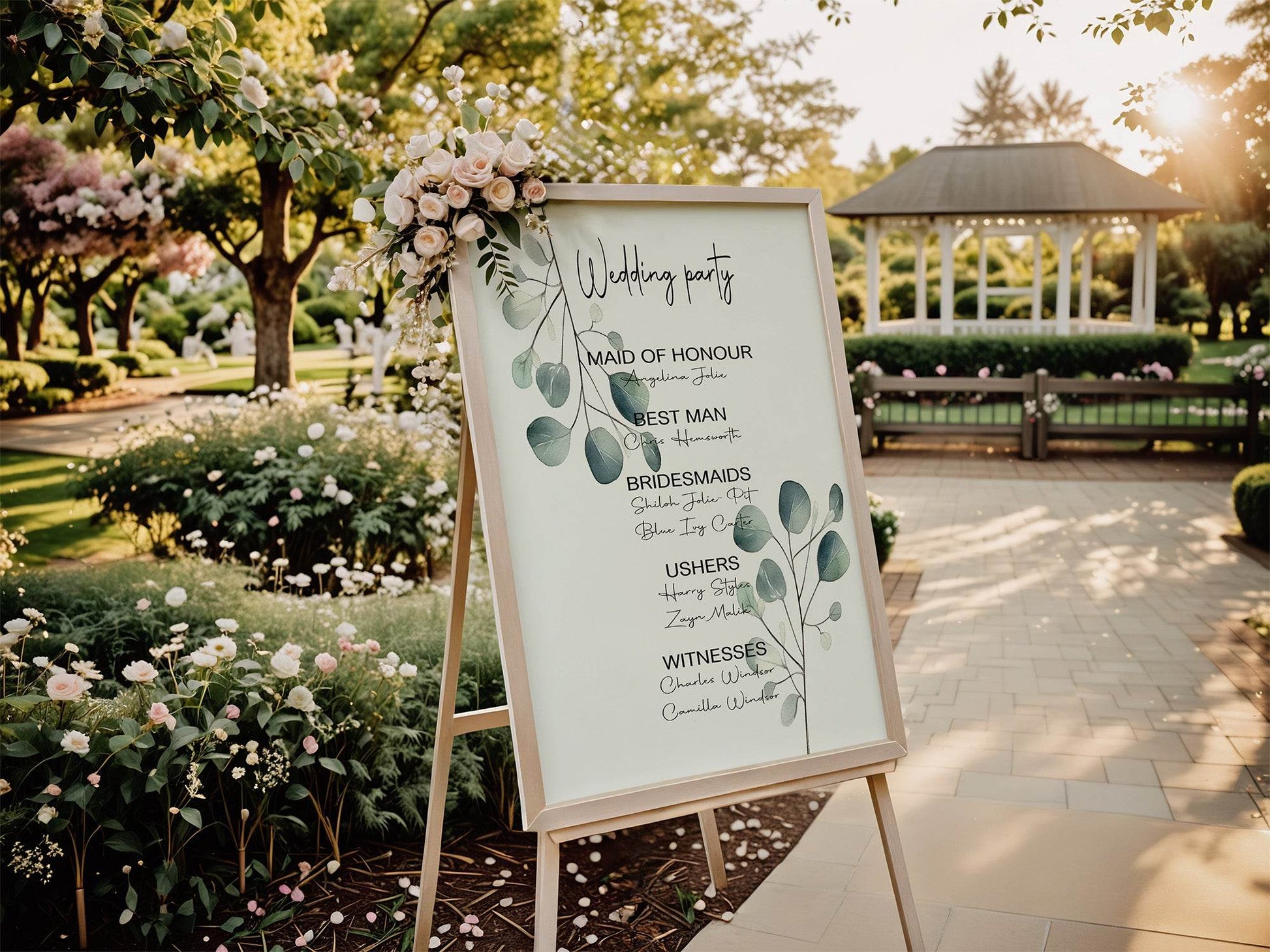 Eucalyptus Order Of Service Wedding Party Sign