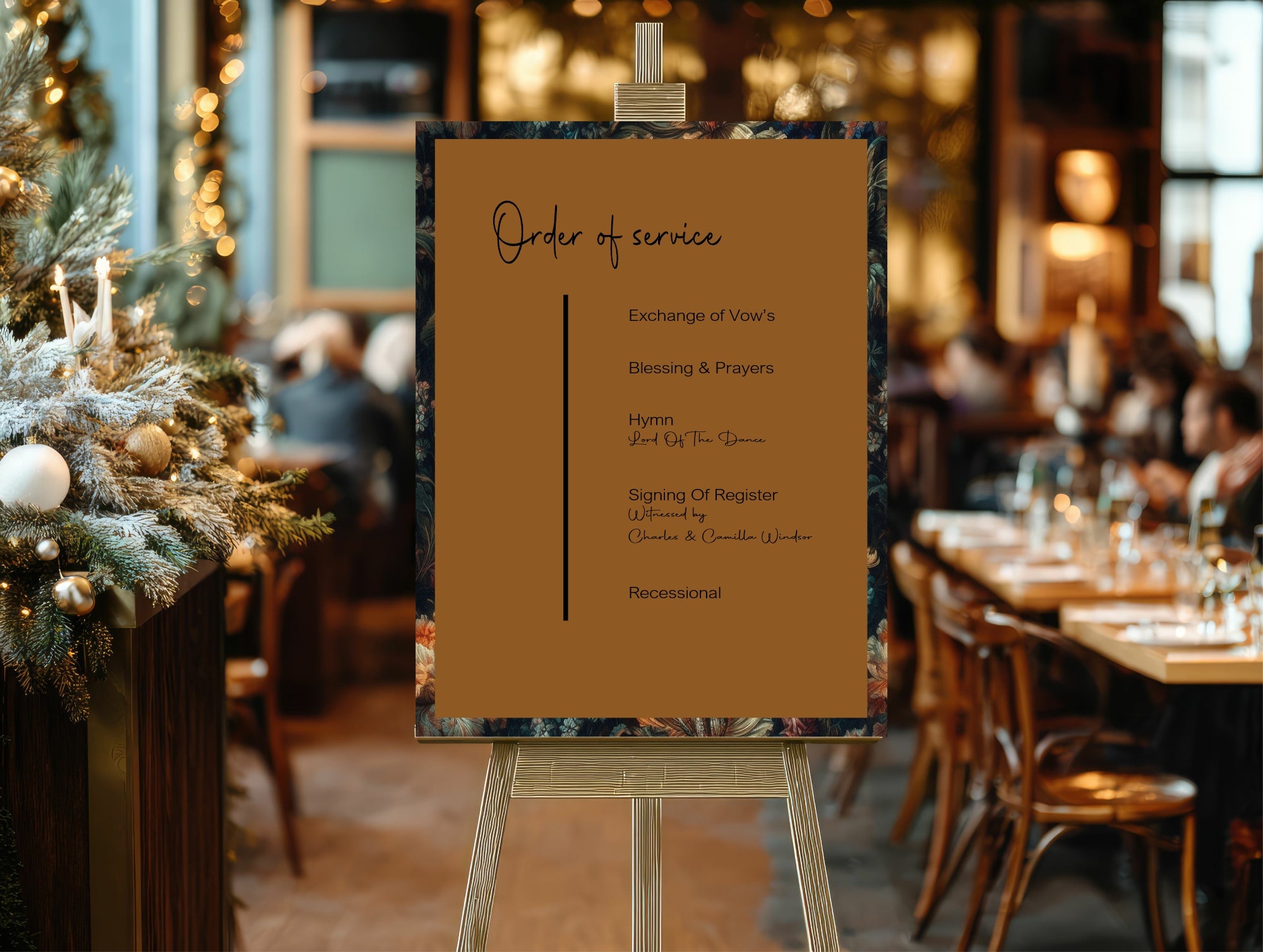 Moody Floral Wedding Party Roles Sign