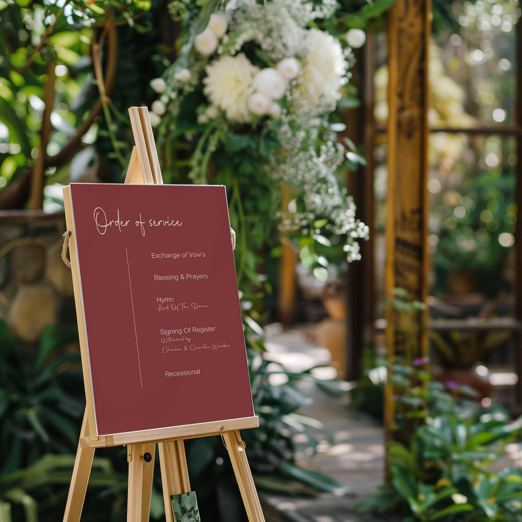 Rosewood Order Of Service Wedding Party Sign - Larosier Prints