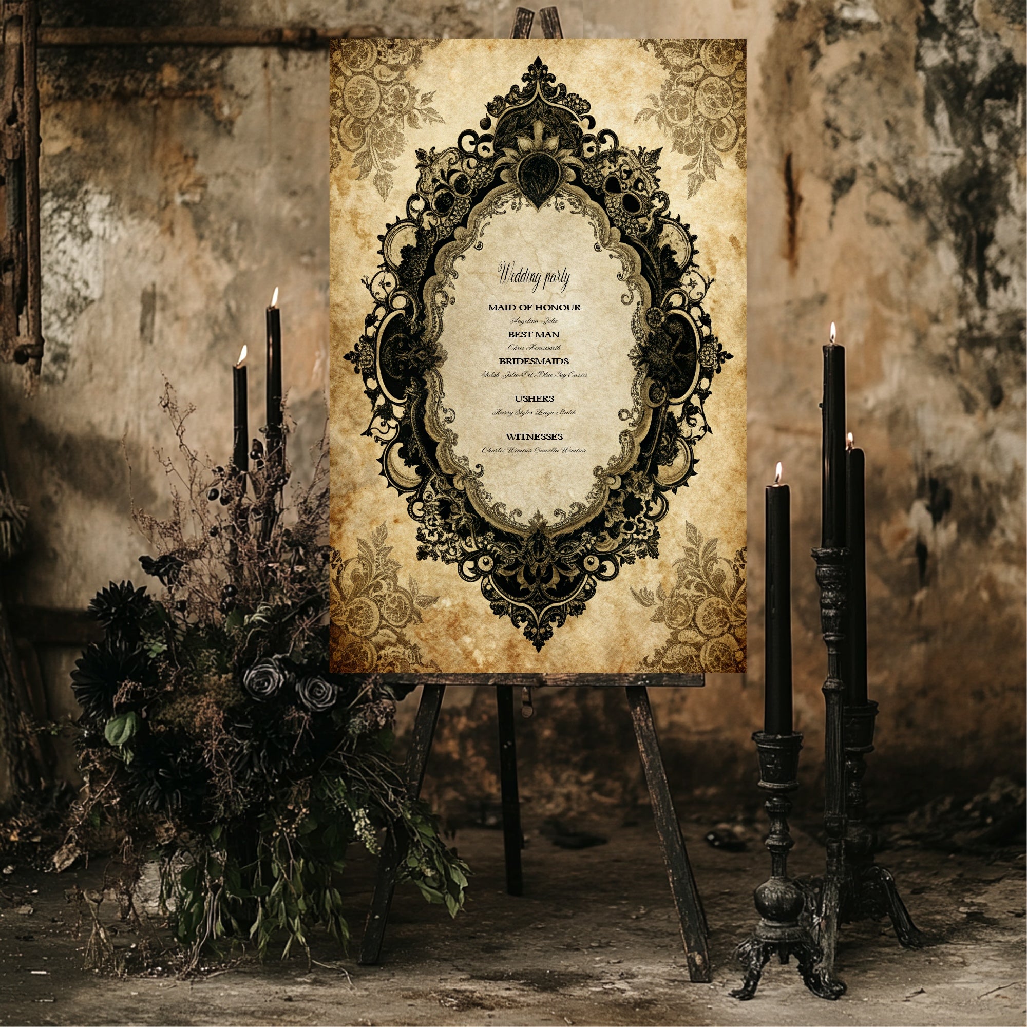 Lace Oval Frame Romantic Literature Wedding Open Seating Sign