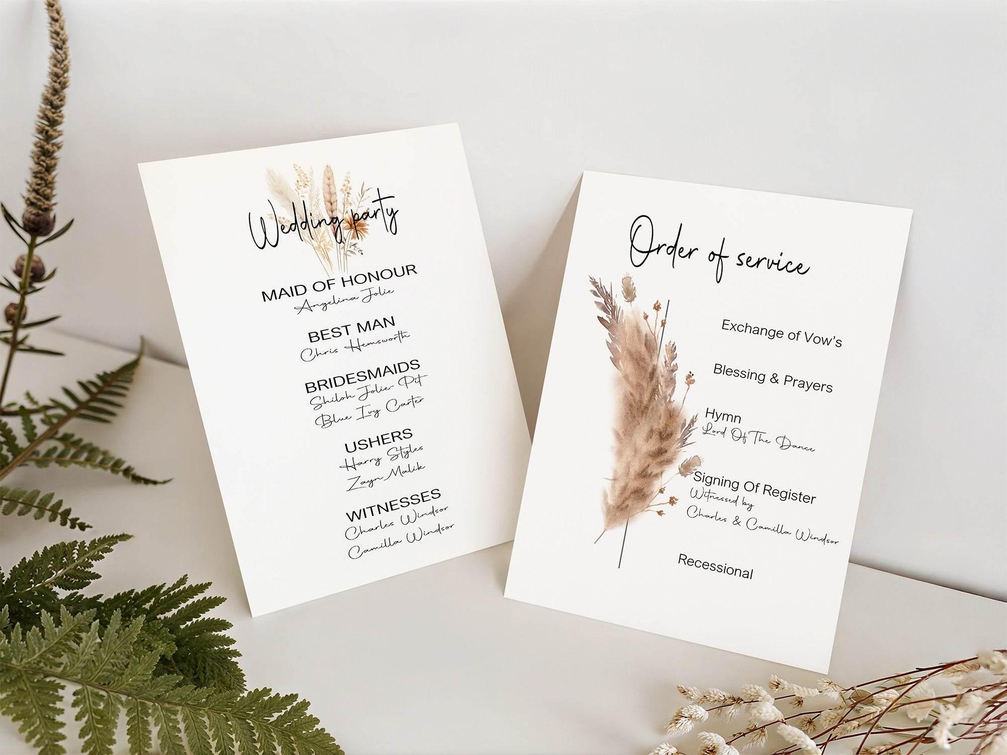 Boho Wedding Party Sign - List Special Roles - Larosier Prints