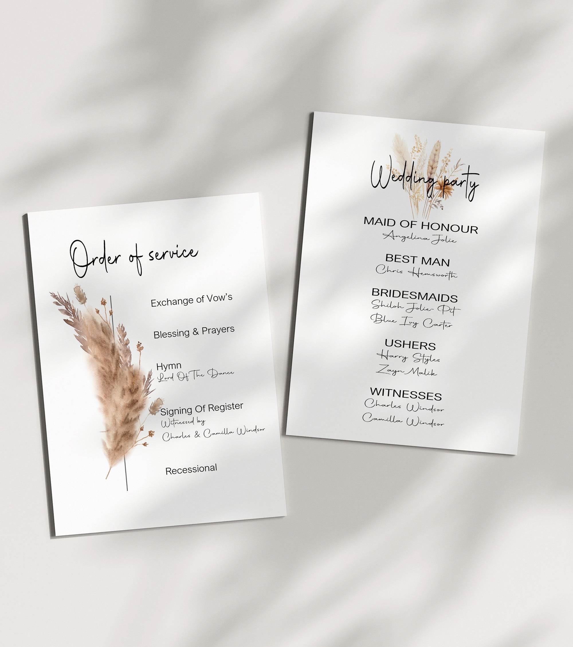 Boho Wedding Party Sign - List Special Roles - Larosier Prints