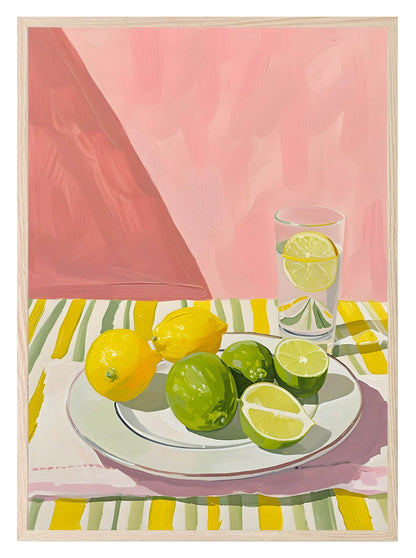 Lemons and Limes Print | Contemporary Wall Art | Green and Yellow