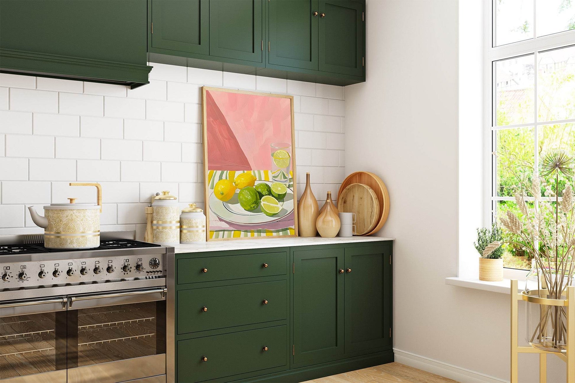 Lemons and Limes Print | Contemporary Wall Art | Green and Yellow