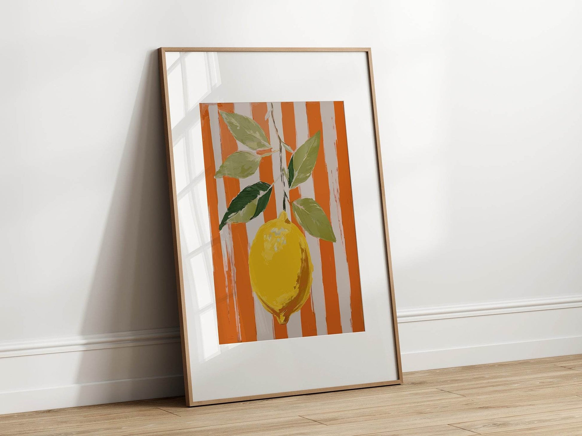 Lemon Print | Contemporary Wall Art | Orange and White
