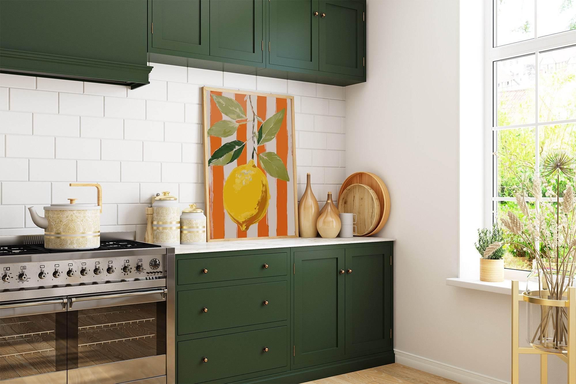 Lemon Print | Contemporary Wall Art | Orange and White - Larosier Prints