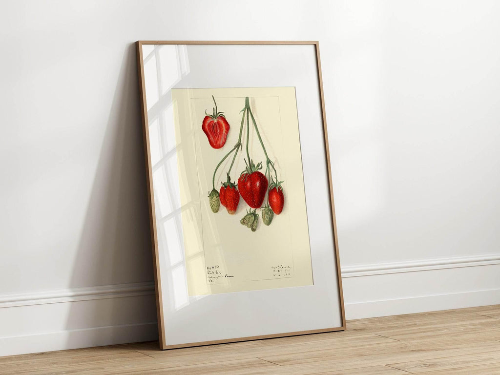 Strawberries Print | Vintage Wall Art | Botanical Fruit Illustration - Larosier Prints