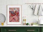 Strawberries in Jars Print | Contemporary Wall Art | Picnic Illustration - Larosier Prints