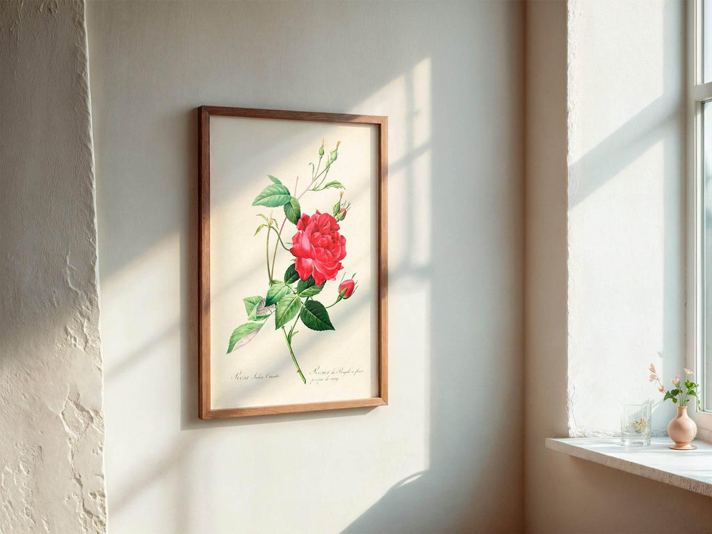 Rose Print | Vintage Wall Art | Botanical Flower Illustration - Larosier Prints