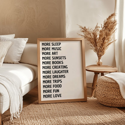 More of What Matters Print | Modern Typography Wall Art | Positive Lifestyle Quote