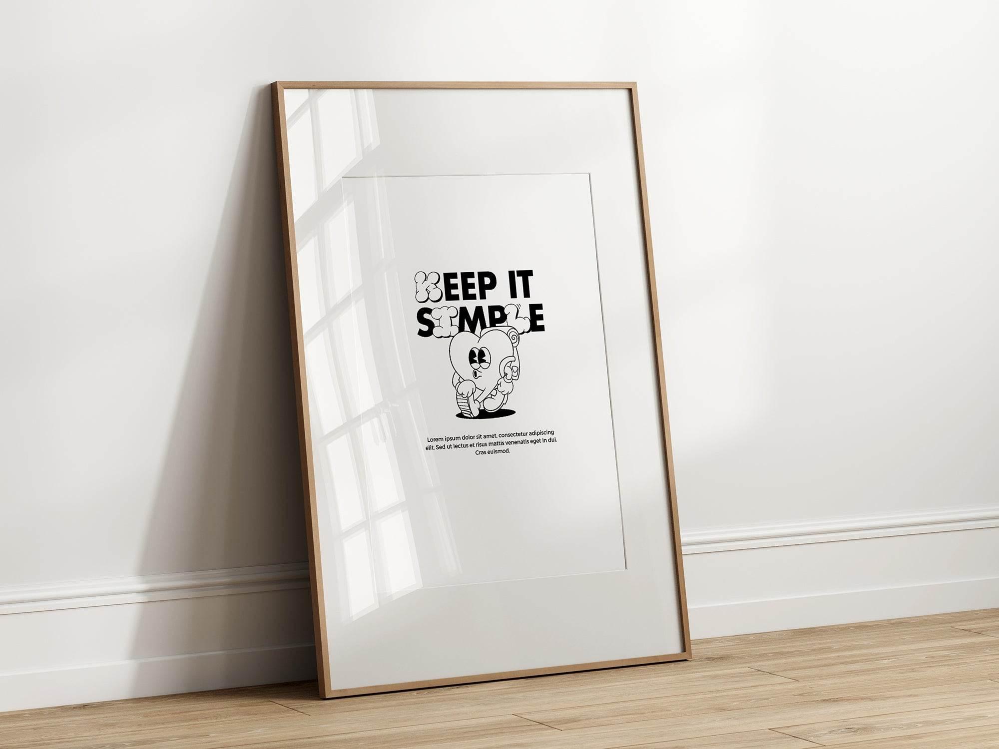 Keep It Simple Print | Minimalist Wall Art | Modern Typography Quote - Larosier Prints