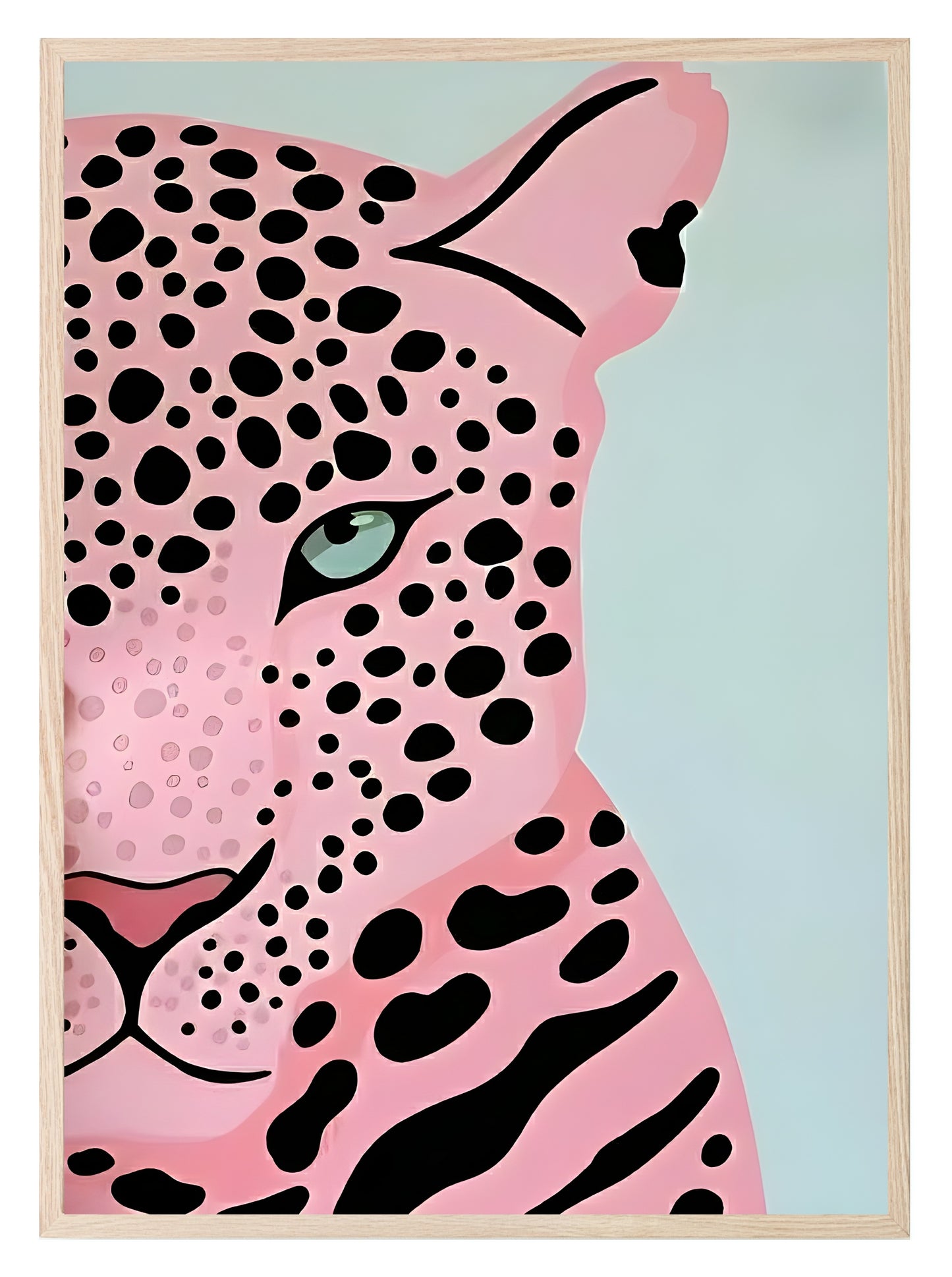 Pink Wild Cat Print | Modern Animal Wall Art | Bold Illustration
