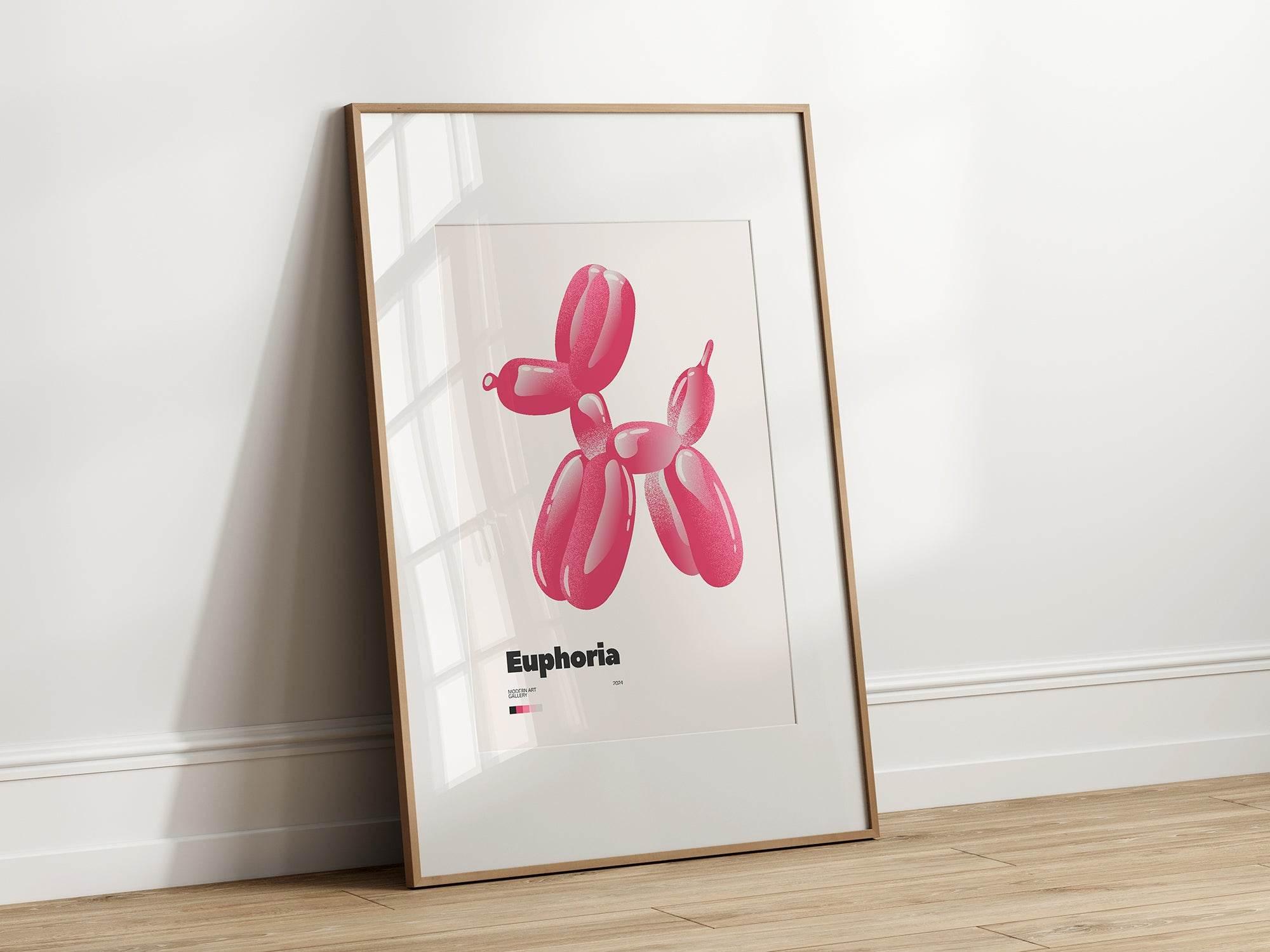 Euphoria Print | Pink Balloon Dog Wall Art | Modern Pop Art Style - Larosier Prints