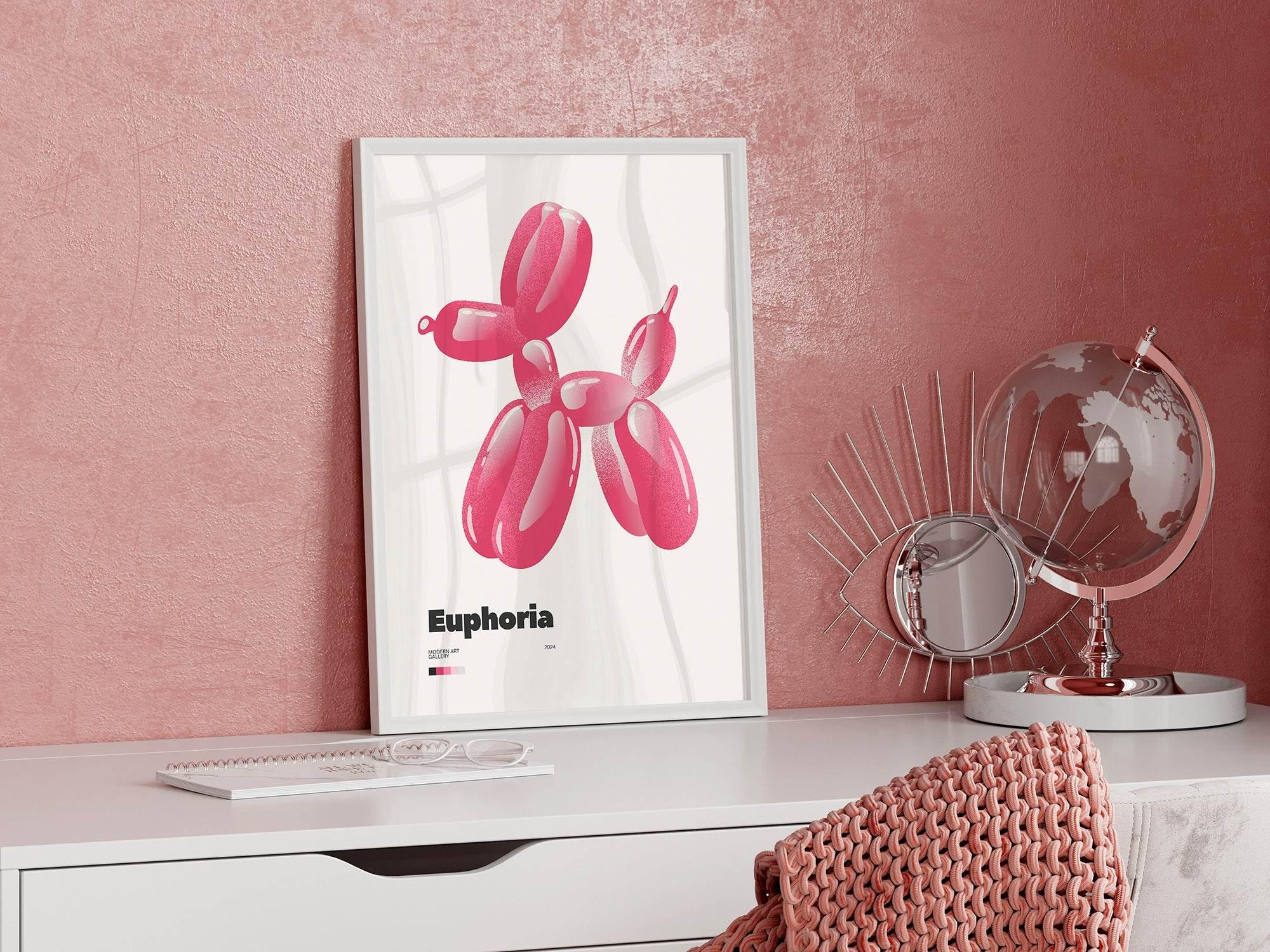 Euphoria Print | Pink Balloon Dog Wall Art | Modern Pop Art Style - Larosier Prints