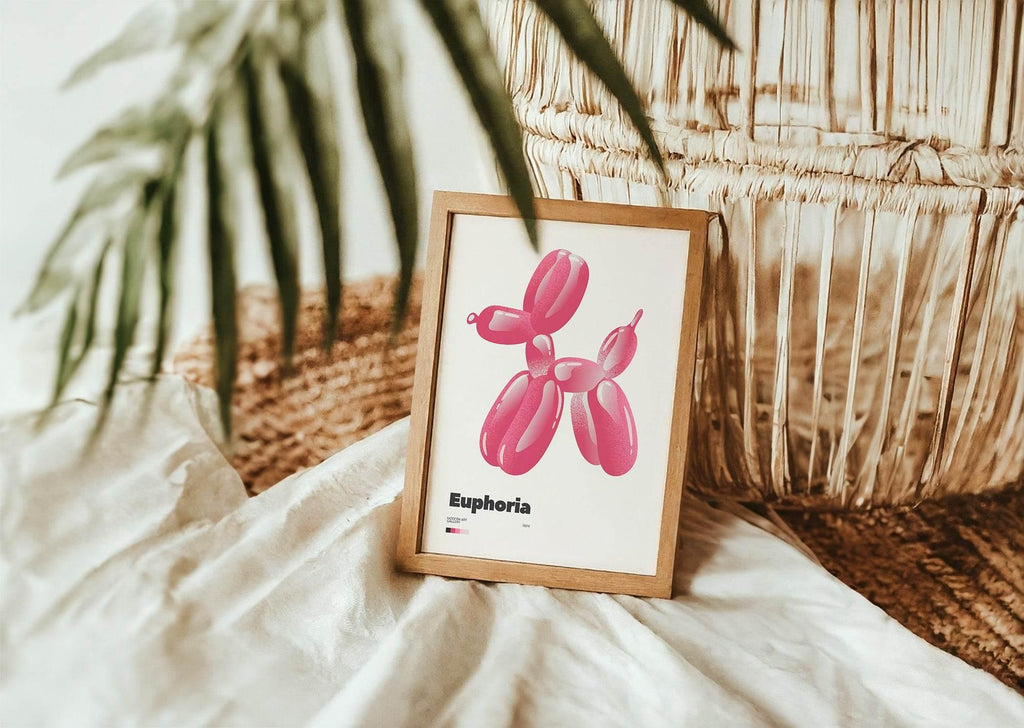 Euphoria Print | Pink Balloon Dog Wall Art | Modern Pop Art Style - Larosier Prints