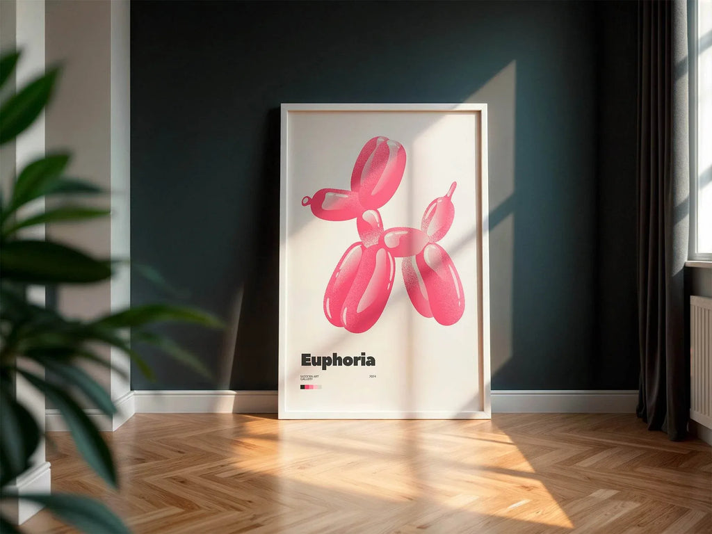 Euphoria Print | Pink Balloon Dog Wall Art | Modern Pop Art Style - Larosier Prints