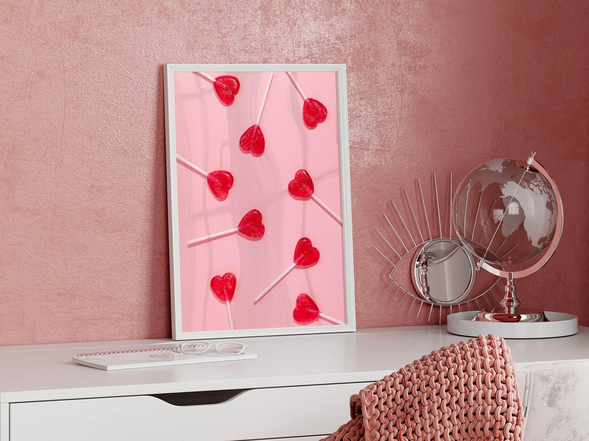 Red Heart Lollies Print | Sweet Wall Art | Coquette - Larosier Prints