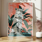 White Wild Cat Print | Modern Animal Wall Art | Coquette - Larosier Prints