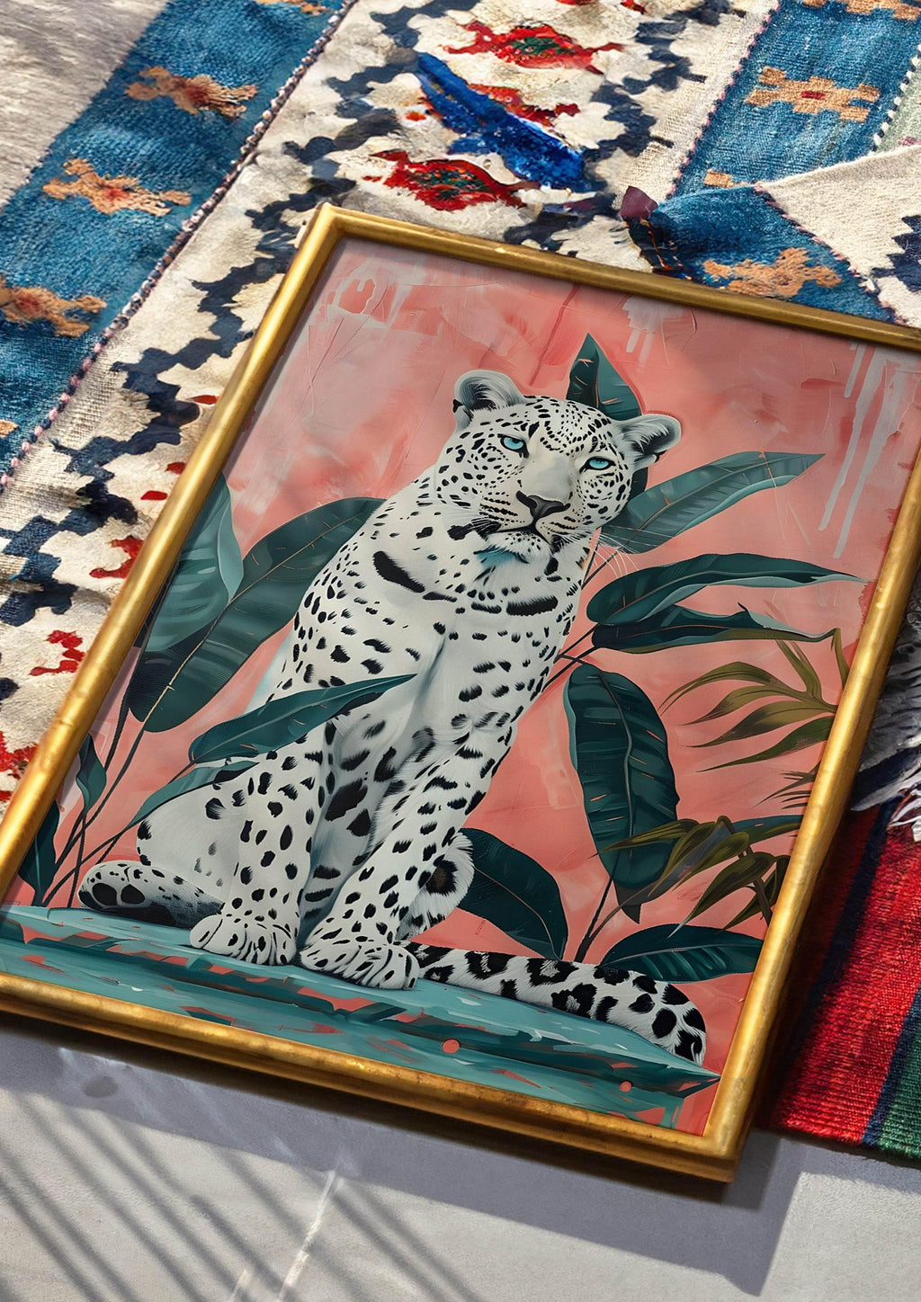 White Wild Cat Print | Modern Animal Wall Art | Coquette - Larosier Prints