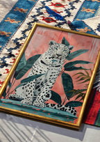 White Wild Cat Print | Modern Animal Wall Art | Coquette - Larosier Prints