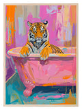 Tiger in Bathtub Print | Colourful Wall Art | Whimsical Animal Illustration - Larosier Prints