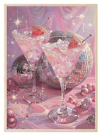 Disco Balls and Drinks Print | Coquette Style | Retro Party Wall Art - Larosier Prints