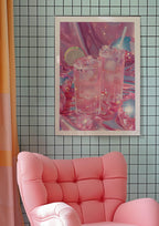 Disco Balls and Drinks Print | Coquette Style | Retro Party Wall Art - Larosier Prints