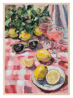 Lemons Print | Contemporary Wall Art | Red and White - Larosier Prints