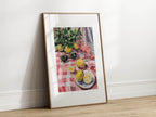 Lemons Print | Contemporary Wall Art | Red and White - Larosier Prints