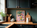 Lemons Print | Contemporary Wall Art | Red and White - Larosier Prints