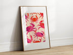 Crab Print | Pink and Red Crab Pattern Wall Art | Beige - Larosier Prints