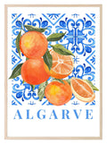 Algarve Oranges Print | Blue Mediterranean Wall Art Décor - Larosier Prints